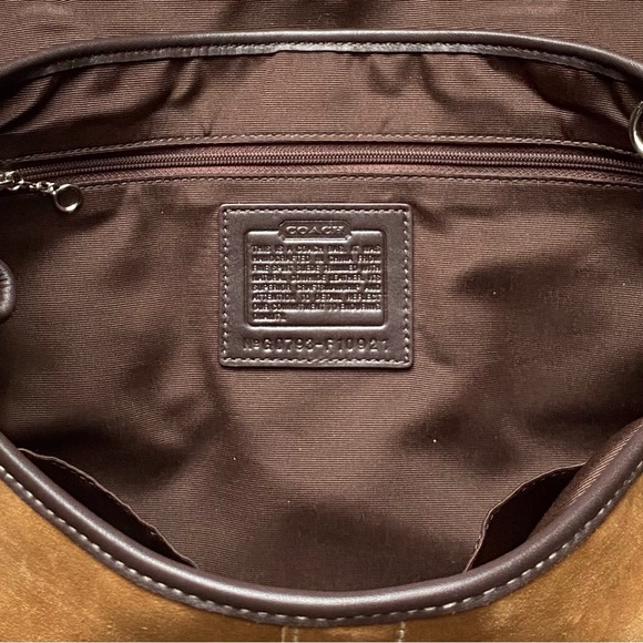 Coach Camel Suede Buckle Flap Top Satchel Purse - Picture 10 of 11